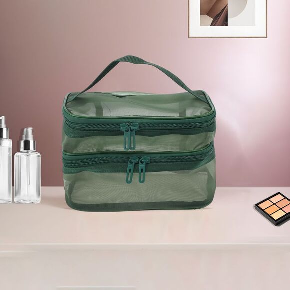 Large Capacity Visible Makeup Bag for Vacation Olive Green - Picture 5 of 5